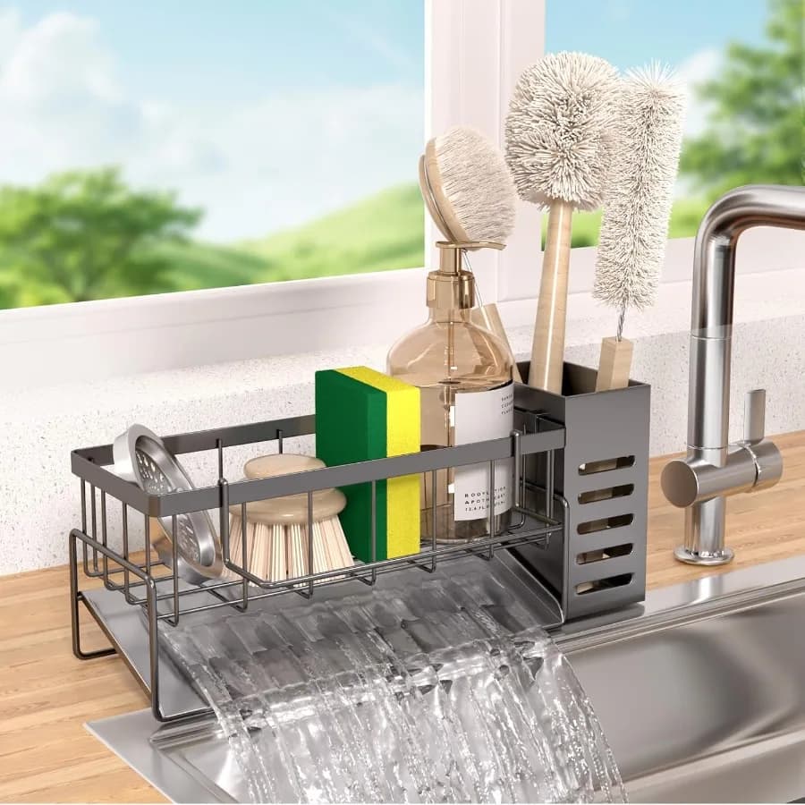NET MEYA Organizzatore per lavello da cucina Porta spugna per lavello da cucina Dispenser di sapone Accessori da cucina per bancone