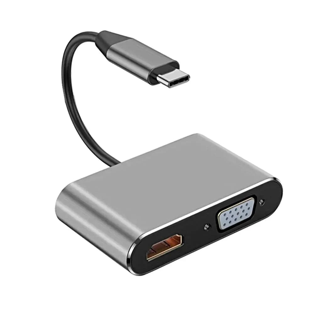 Hub adattatore 4 in 1 di tipo C a HDTV VGA Adattatore multiporta AV digitale USB 3.0 con porta di ricarica PD TYPE-C compatibile