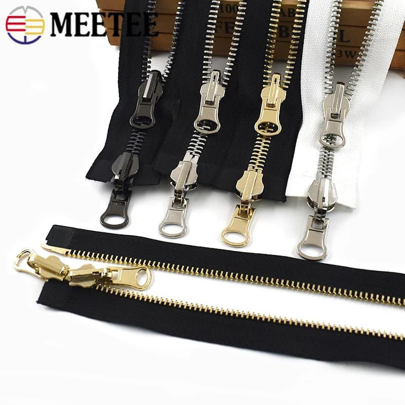 Meetee 5 # 8 # Cerniera in metallo 70-100 cm Cerniere reversibili a doppia faccia open-end Indumento Sostituisci kit di riparazione cerniera Accessori per cucire fai da te
