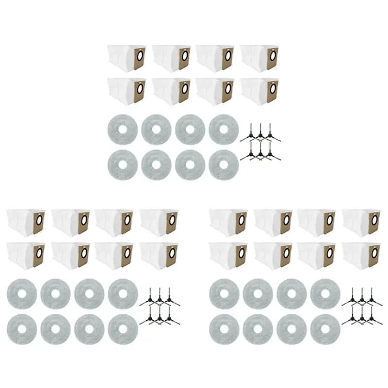 Nuovo kit di accessori di ricambio da 3 pezzi per aspirapolvere robot JONR P20 PRO, sacchetti per la polvere, spazzole laterali, panni per la pulizia.