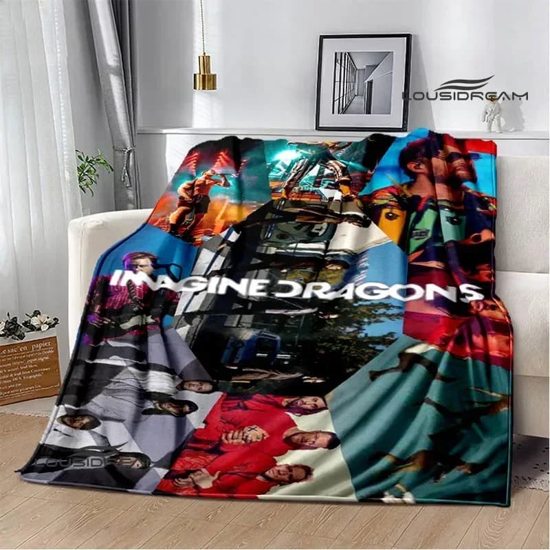 Coperte stampate Rock Band Imagine Dragons Coperta calda in flanella Coperta morbida e accogliente Coperte da viaggio Rivestimenti per letto Regalo di compleanno