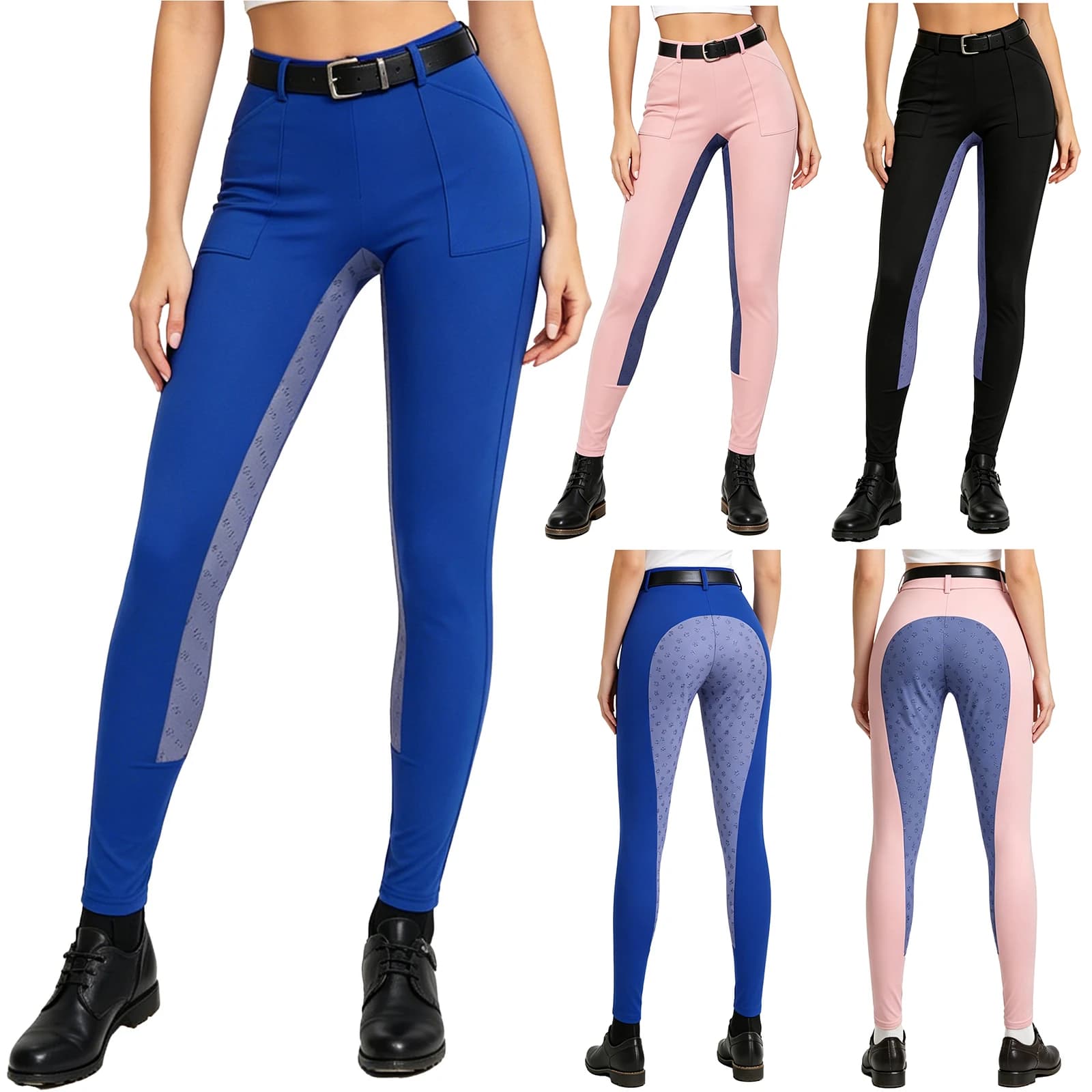 Pantaloni da Equitazione per Donne con Grip in Silicone, Vita Alta, Leggings per Lezioni ed Allenamenti Equestri