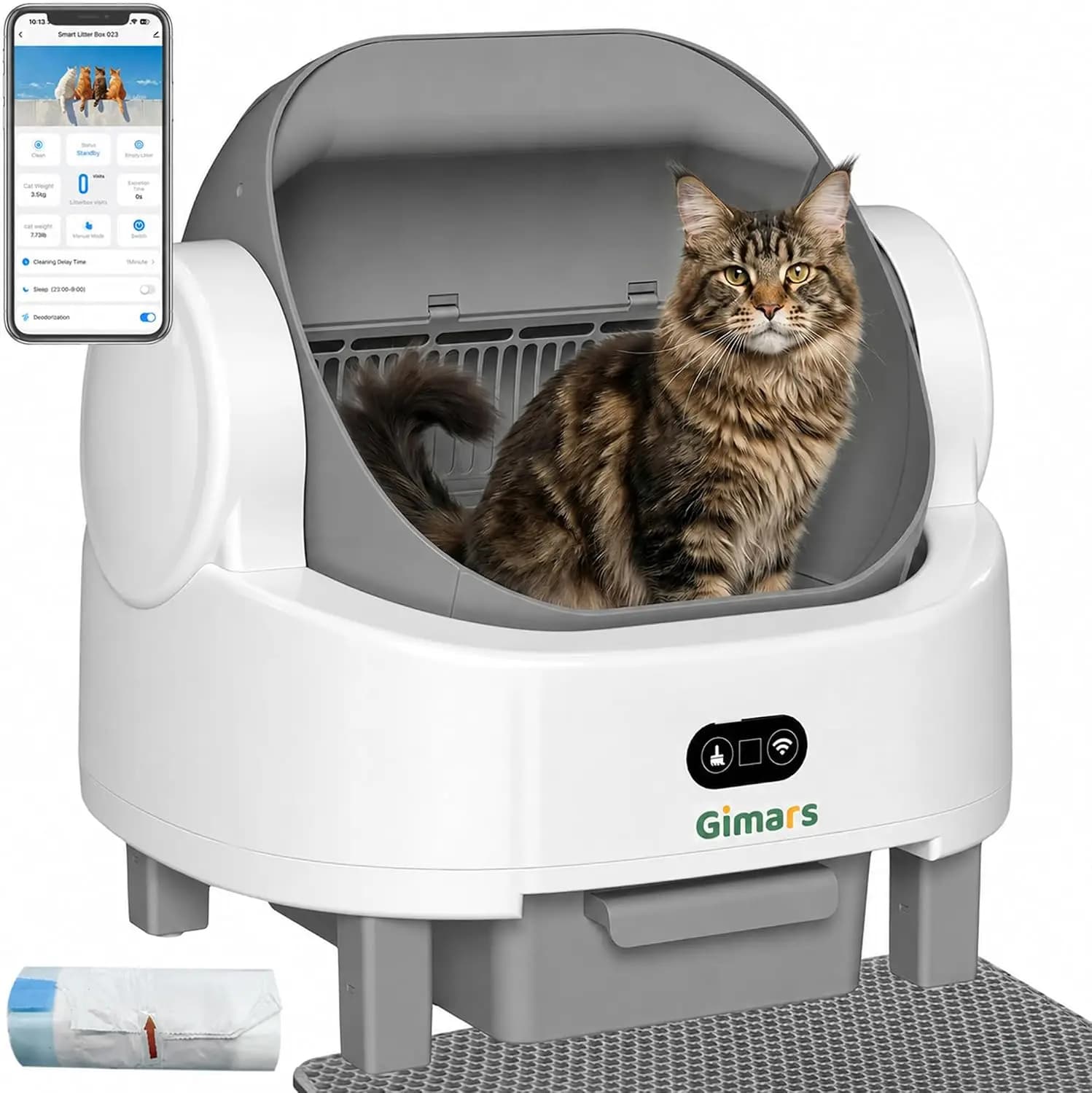Open Top Design Self Cleaning Litter Box, Automatic Cat Litter Box for Multiple Cats & Senior Cats, App Control with Safety Sens