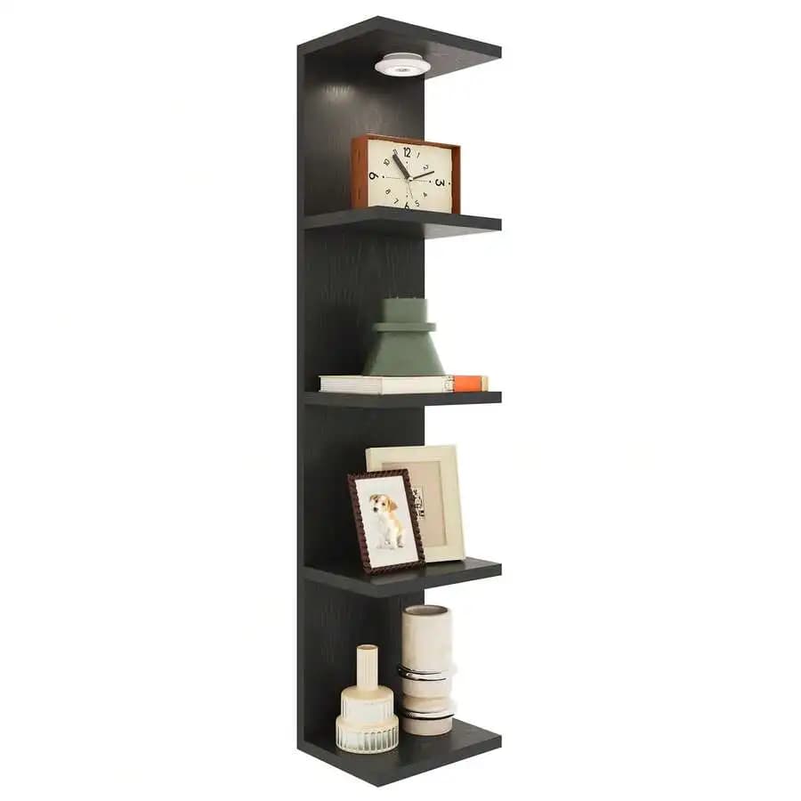 5 Tier Wall Mounted Shelf Unit, Floating Shelves, Room Decor, Wall Shelf For Home Decor Organizer Display, Wall Decor For Living Room, Bedroom, Office