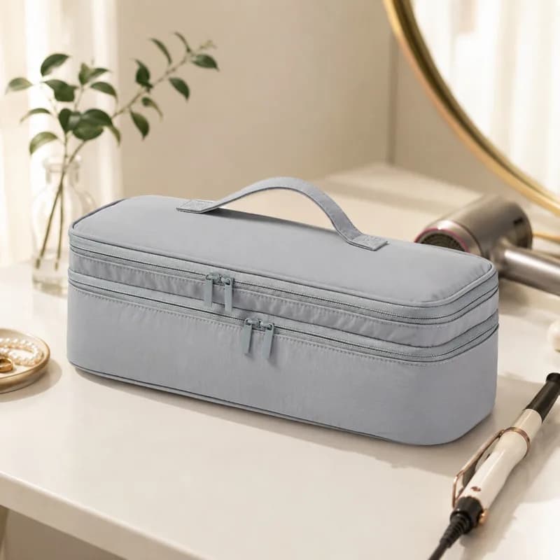 Multifunctional Portable Hair Dryer Storage Bag Double Layer Large Capacity Pouch Organizer Travel Bathroom Luggage