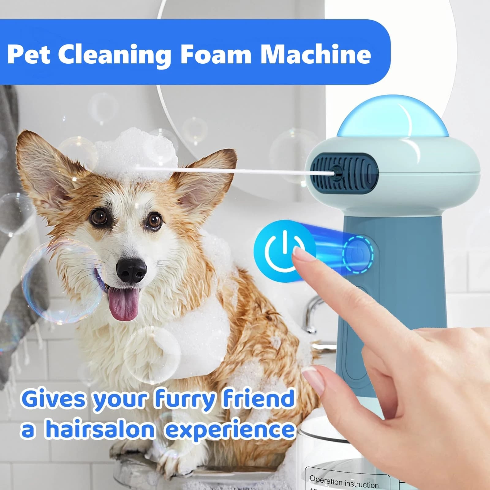 Dispenser automatico di shampoo per animali domestici Spruzzatore di shampoo per cani intelligente a forma di UFO Macchina per fare schiuma per doccia elettrica per il lavaggio di animali domestici