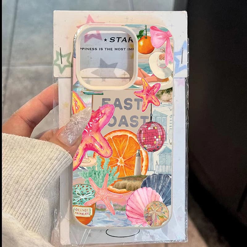 Colorful Starfish Shell Label Light Ball Pattern Phone Case For iPhone 17 16 15 14 Pro Max 12 11 13 XS X 16 Plus 16e Soft Cover