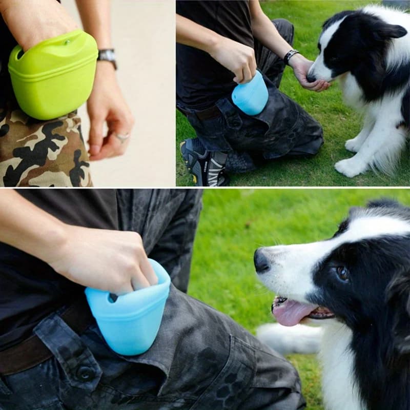 Borsa in Silicone per Snack per Cani, Marsupio Portatile Impermeabile per Addestramento Cani con Clip Magnetica, per Gite con Animali Domestici