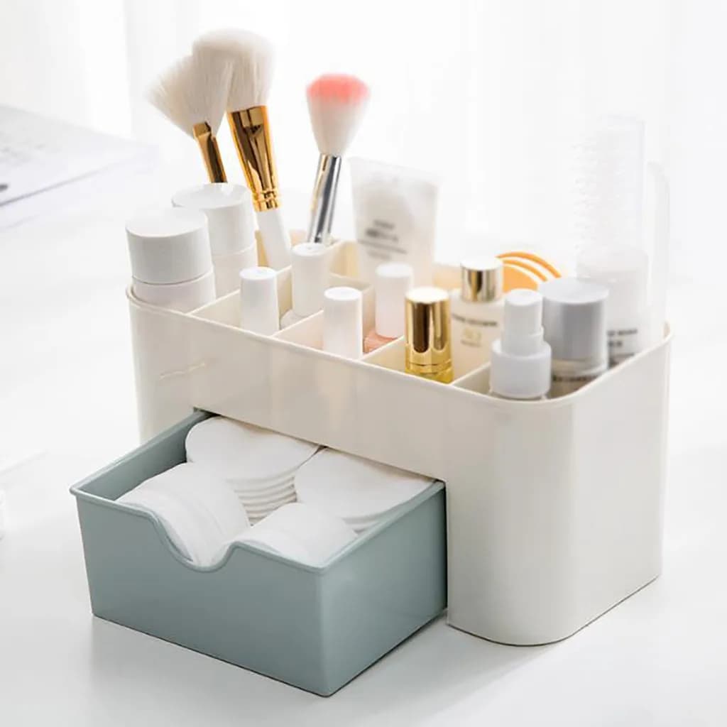 Scatola Cosmetica in Plastica con Piccoli Cassetti, Organizzatore Multifunzionale per Scrivania Casa e Ufficio