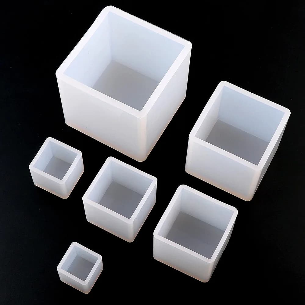 1Pcs 20/25/35/40/50/65mm Mould Transparent Silicone Square Mold Epoxy Resin Molds For DIY Jewelry Making Tools