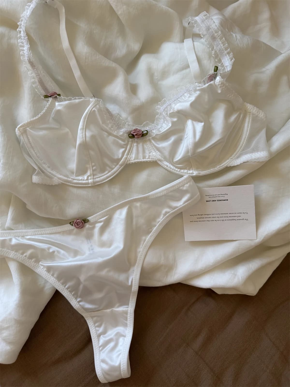 Palace-inspired vintage underwear satin floral lingerie set with uplifting push up women bra with underpants suit ladies large s