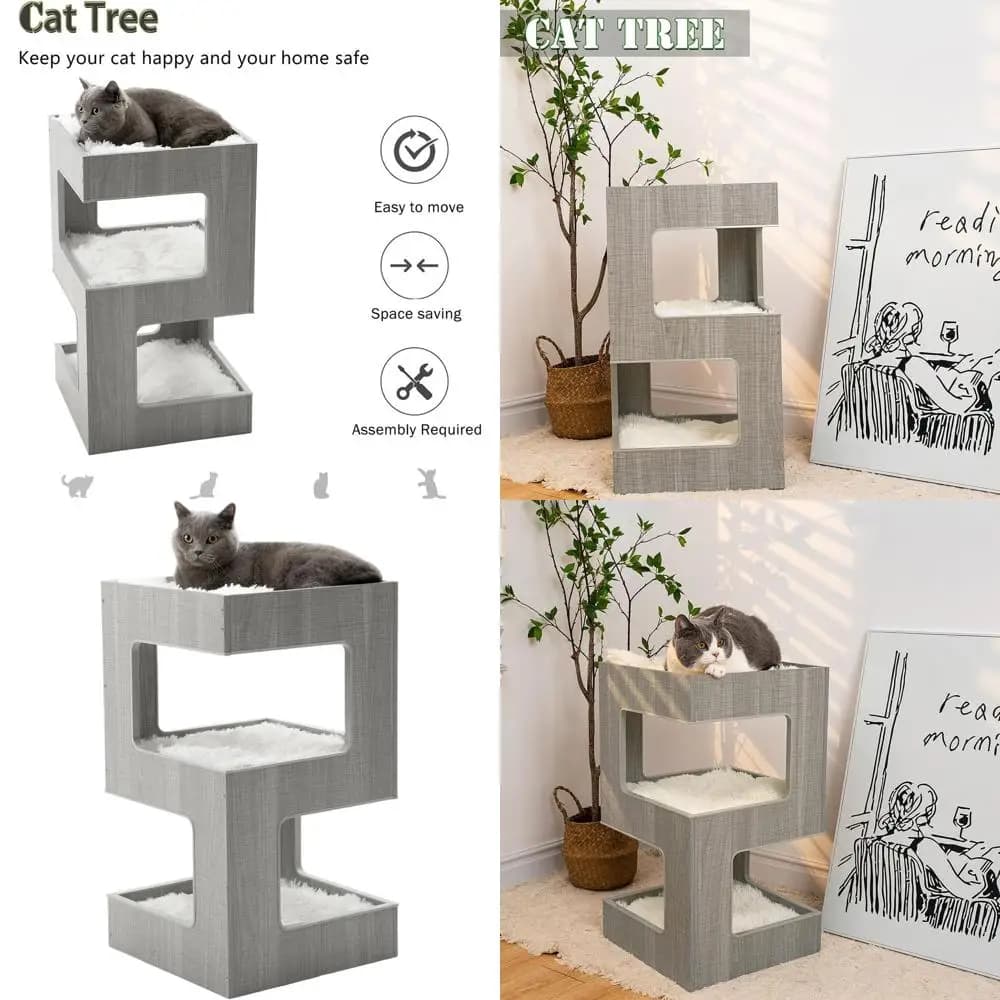 Torre per Gatti Multi-Livello Spaziosa con Coperta Rimovibile e Cuccia per Gattini da Interno, Albero per Gatti di Lusso da 27,5 Pollici