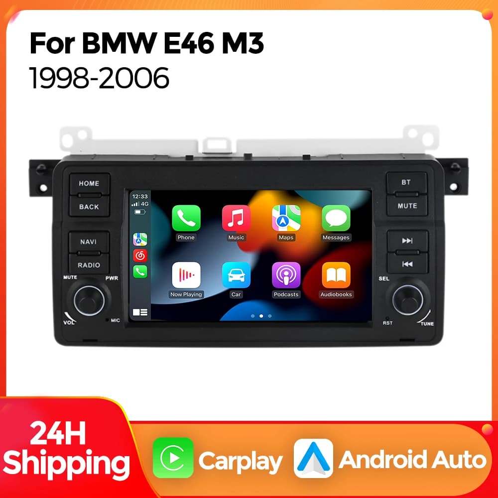 7" Android 13 Car Radio Multimedia Player For 3 Series BMW E46 M3 318/320/325/330/335 1998-2005 GPS Navigation CarPlay Auto BT