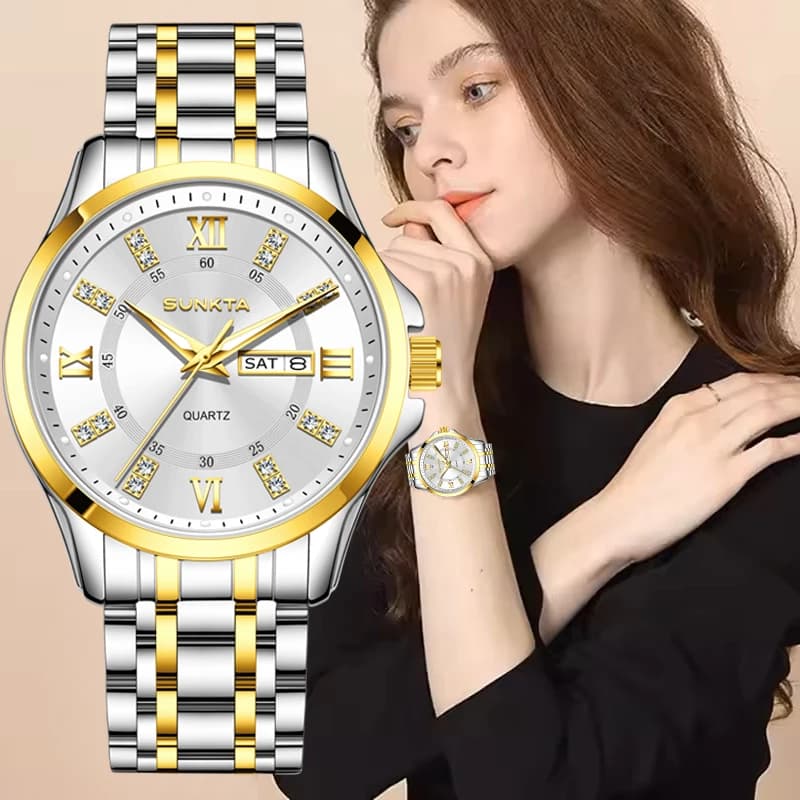 SUNKTA Women's Waterproof Watch Elegant Fashionable Women's Wrist Watch Quartz Wrist Watch with Casual Sports Bright Diamonds