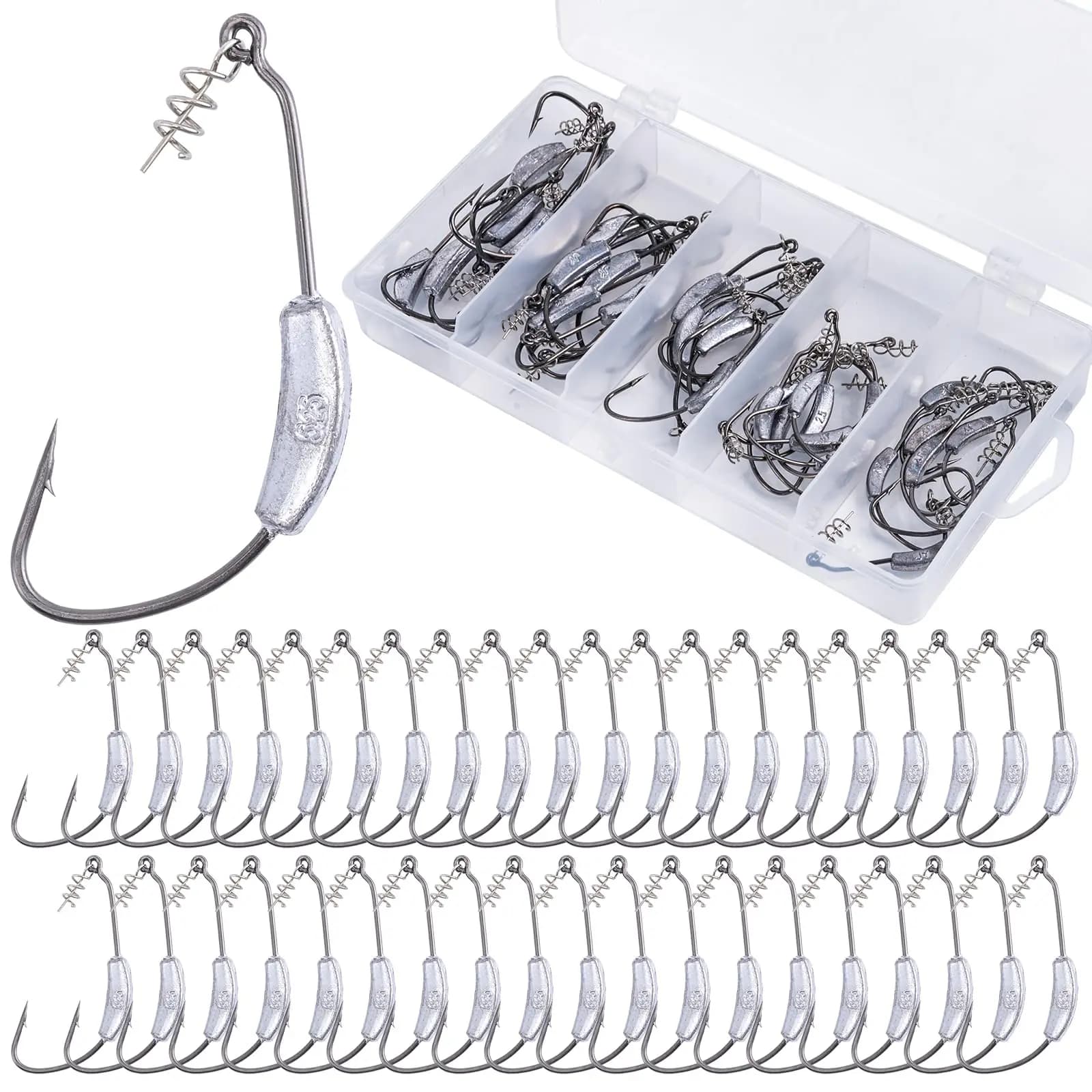 Goture 40pcs/box Jig Crank Head Barbed Hook 2g 2.5g 3g 5.25g 7g Soft Lure Worm Fishhook Pesca for Texas Rigs Fishing Tackle