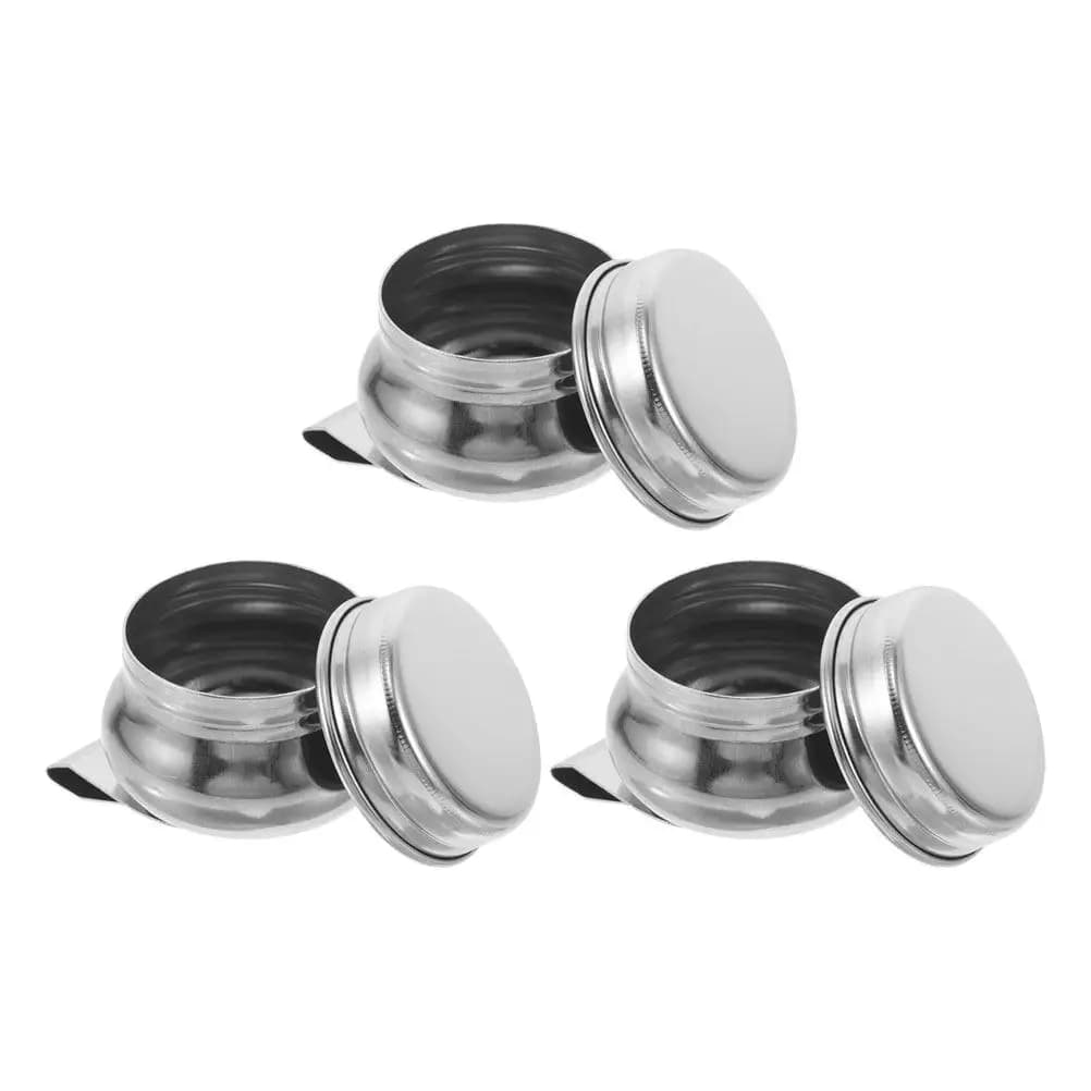 Set di 3 Tazze per Pulizia Pennelli in Acciaio Inox, Bocca Larga 4.5x4.5x2.5cm, Contenitori per Pittura a Olio, Portatili per Studio e Outdoor