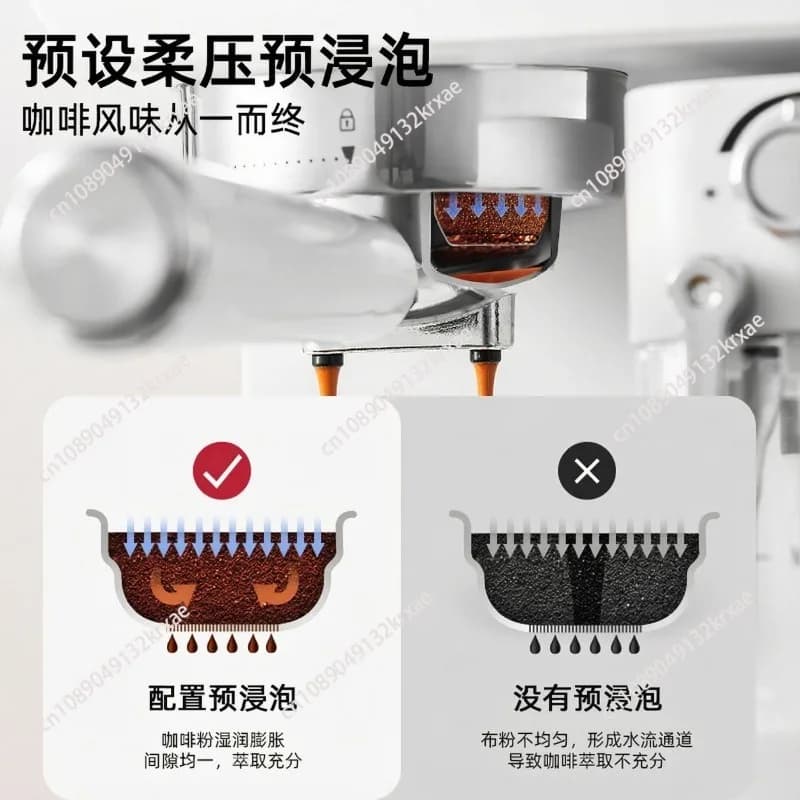 Macchina per espresso semiautomatica con estrazione ad alta pressione, montalatte automatico e schermo a colori intelligente