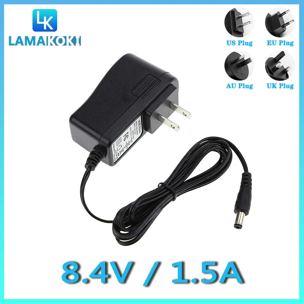 8.4V 1.5A 18650 Ricarica Diretta Faro Da Pesca Torcia Elettrica Faro 8.4V 1500MA Caricabatteria Al Litio DC 5.5 * 2.1MM