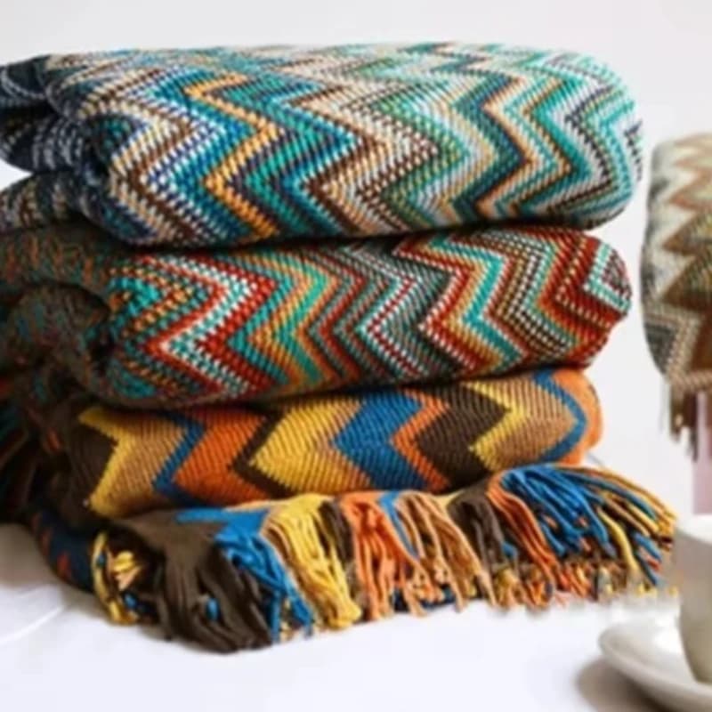 Coperta scozzese da letto Boho Coperte geometriche Copridivano etnico Fodera Decor Tiro appeso a parete Tappeto Cobertor
