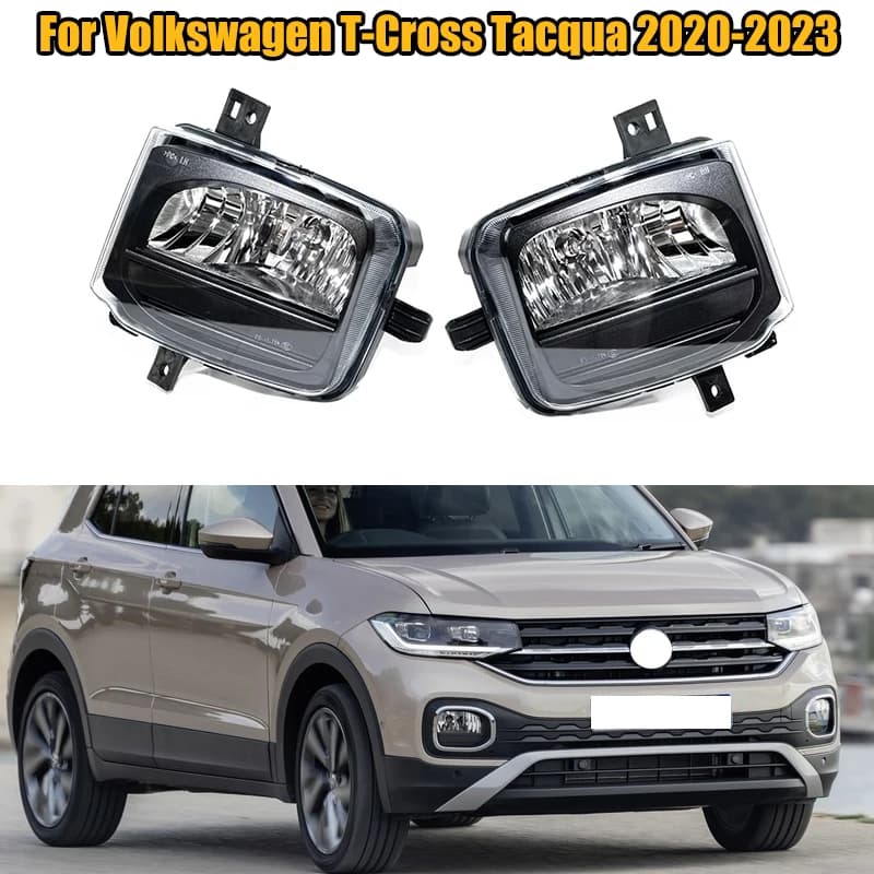 Per VW Volkswagen T-Cross Tacqua 2020 2021 2022 2023 Paraurti anteriore Fendinebbia Lampada fendinebbia DRL Luce di marcia diurna Chrome Trim Frame
