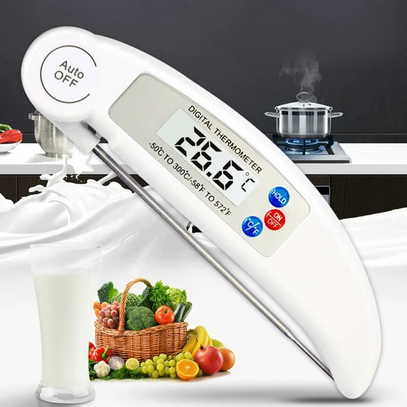 Termometro per barbecue termometro digitale pieghevole per carne termometro per forno per alimenti latte acqua olio sonda per liquidi utensili da cucina spegnimento automatico
