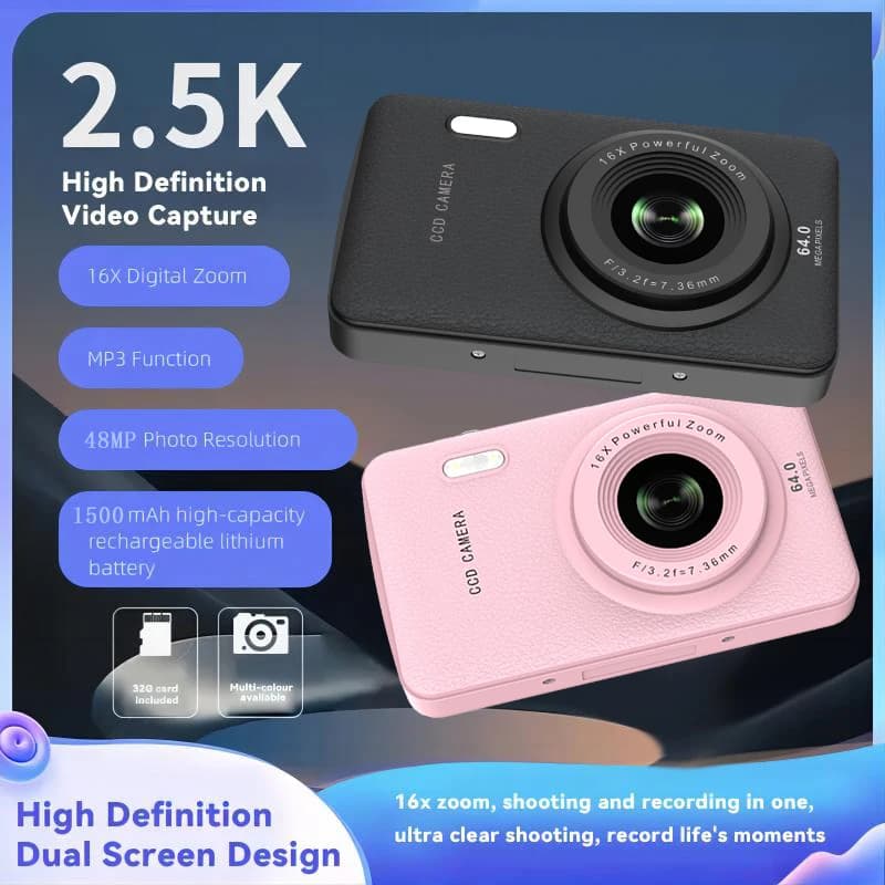 W&O Q3 Mini fotocamera digitale 48MP 1080P 16X Zoom Punto bambino e scatto Telecamere Vlogging Videocamera portatile vintage
