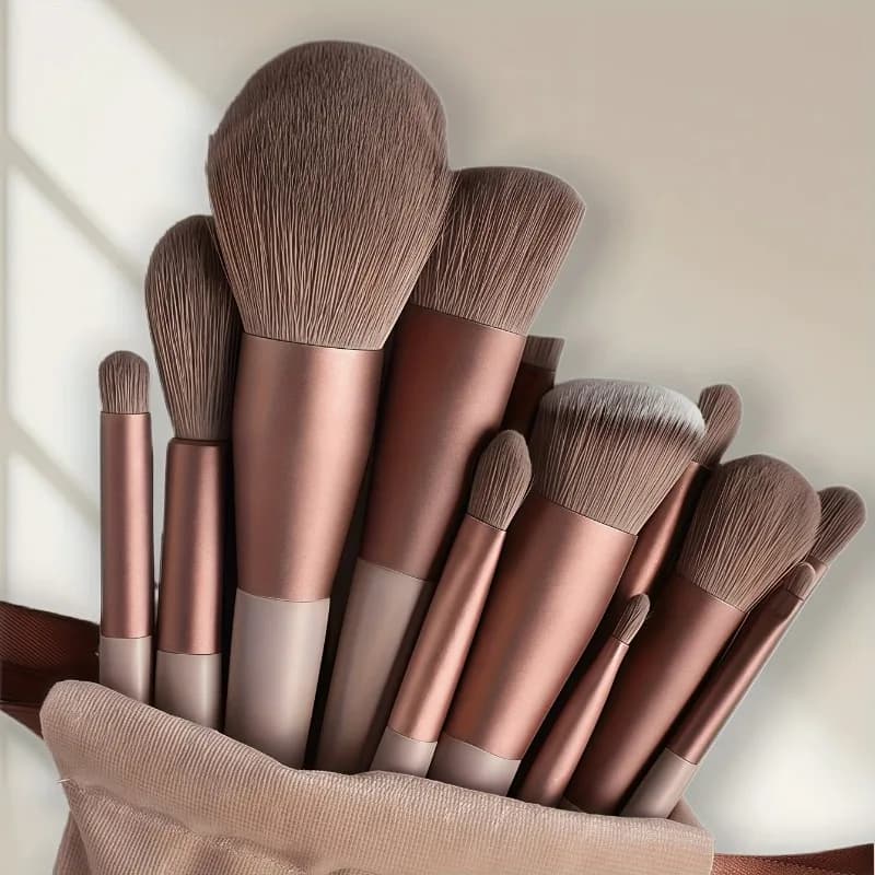 Set di pennelli per trucco professionale da 13 pezzi, pelliccia morbida, fondotinta per ombretti, fard, pennello per trucco, pennello per bellezza.