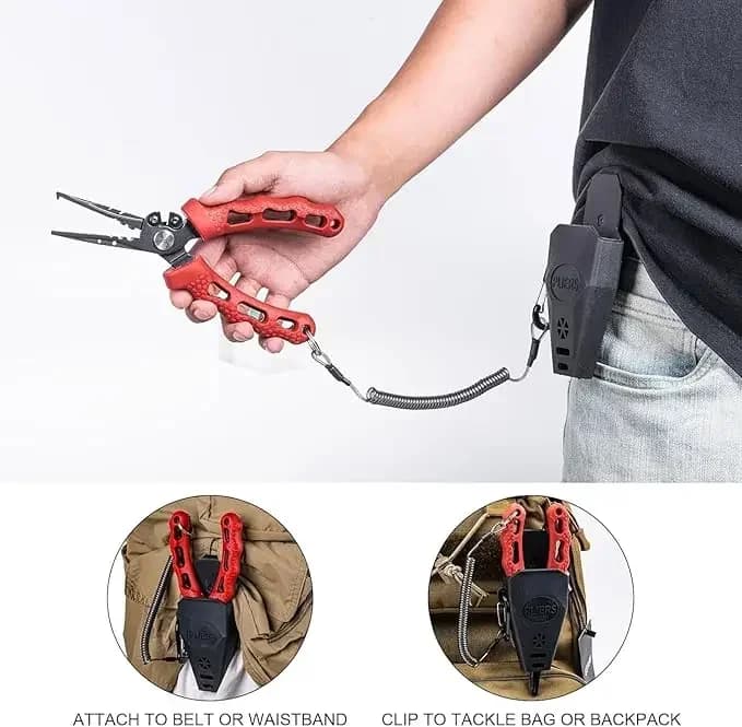 Goture Fishing Pliers Stainless Steel Tool with Non-Slip Rubber Handle Split Ring/Hook Remover/Line Cutter, Multifunction Tool