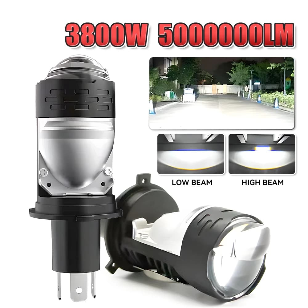 H4 Bi Mini LED Lente per proiettore LHD RHD Lampadine per auto Fascio alto/basso Faro automatico 3800W 5000000LM Lampade turbo Doppia moto Plug & Play