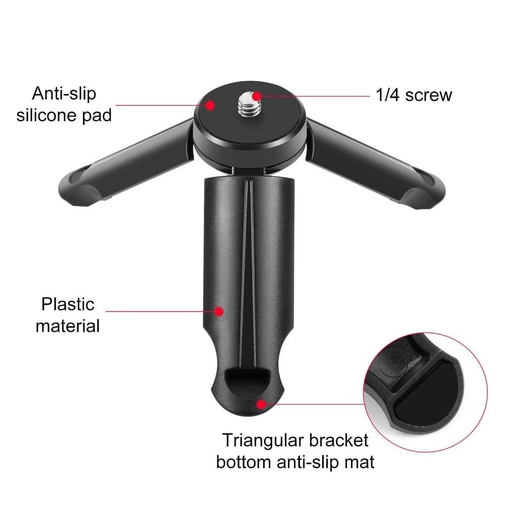Action Camera Mini Folding Tripod Portable 1/4 Screw Stand 360-degree Rotation For Insta360 AcePro2 X5 For DJI Action6 5Pro