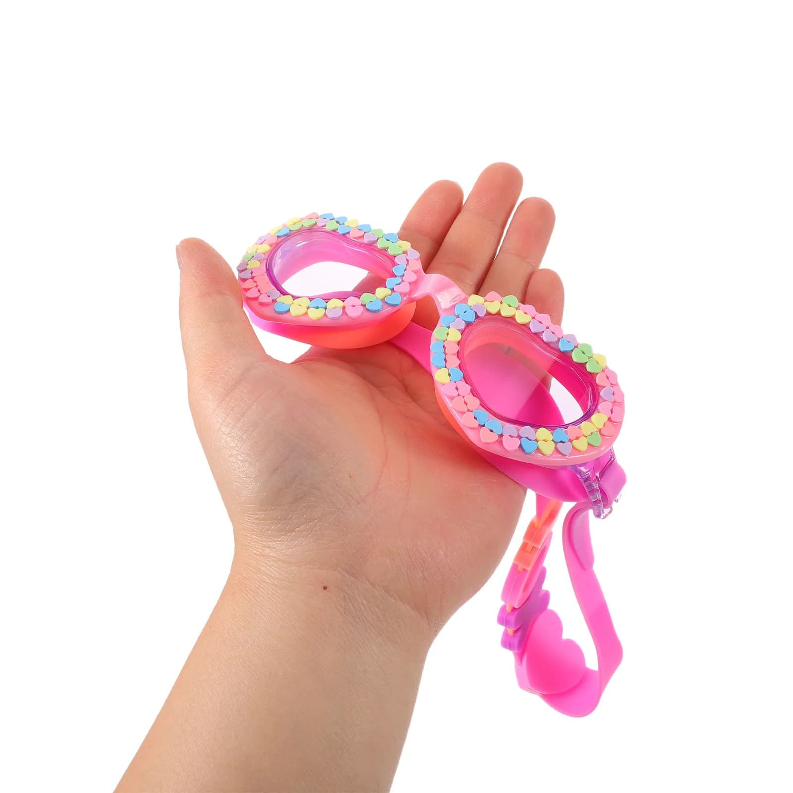 Kids Waterproof Swim Goggles Cute Cartoon Heart Design Anti-Fog Goggles Clear Vision Swimming Glasses Pool Use