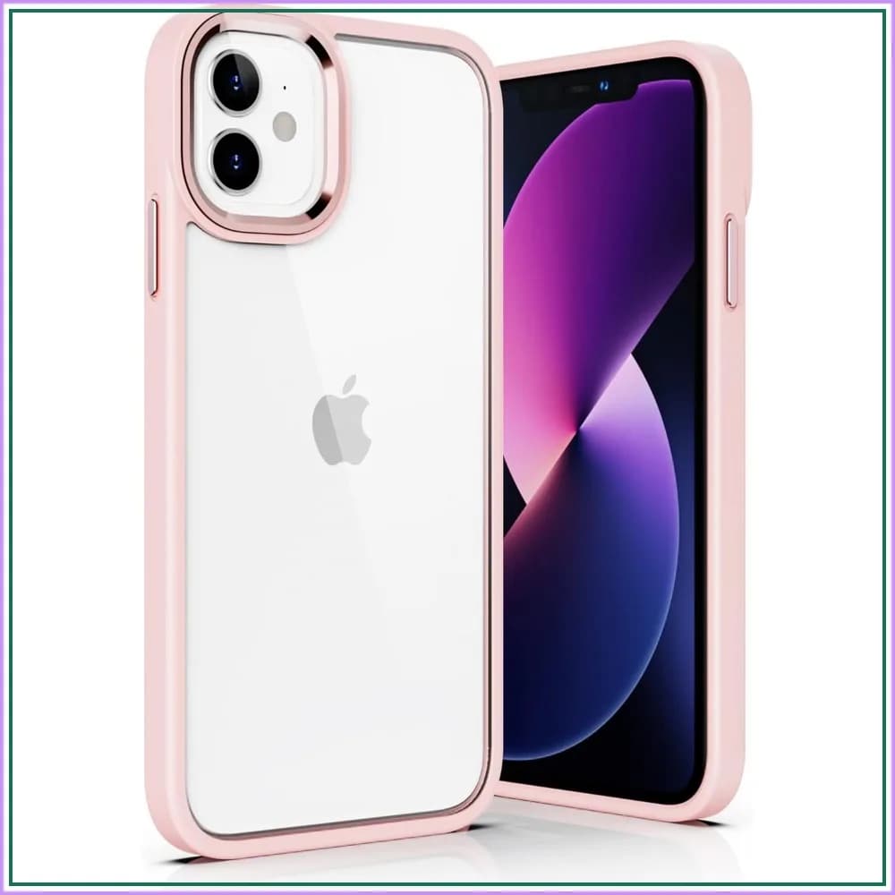 Clear Shockproof Case for iPhone 11 6.1 inch, Pink Border Slim TPU Bumper