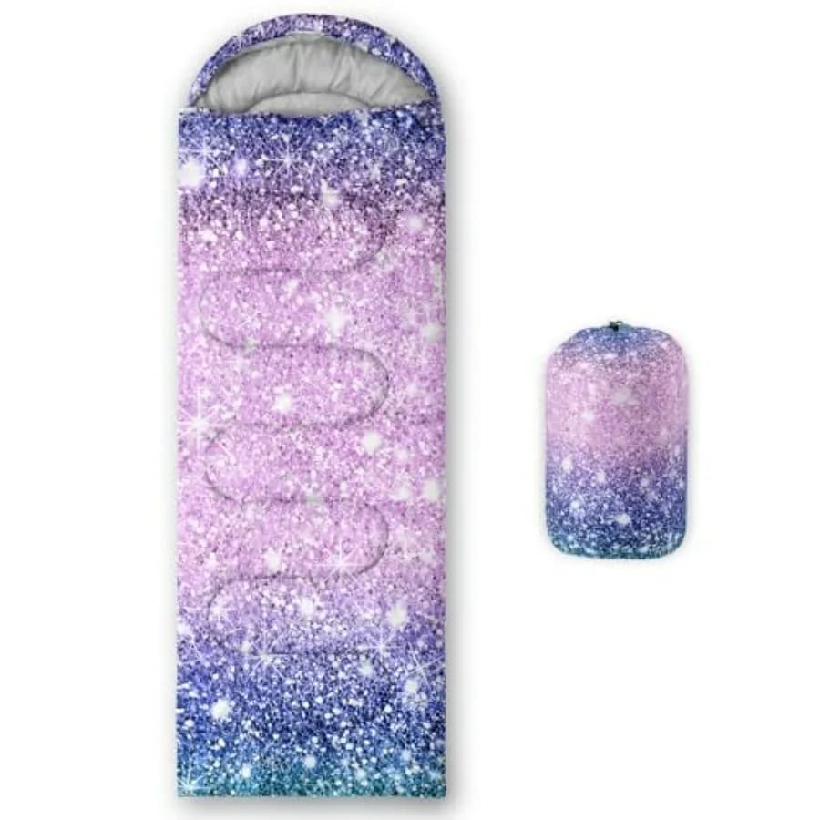 Sacchi a pelo per escursionismo e campeggio per adulti e bambini, in nylon leggero e impermeabile blu navy con isolamento termico.