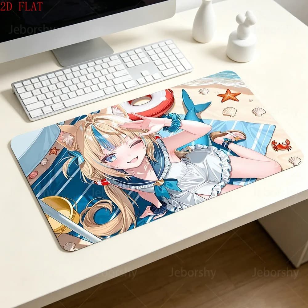 Kawaii Neko Mermaid Girl Gaming Mouse Pad - Anime Desk Mat for PC Gamer