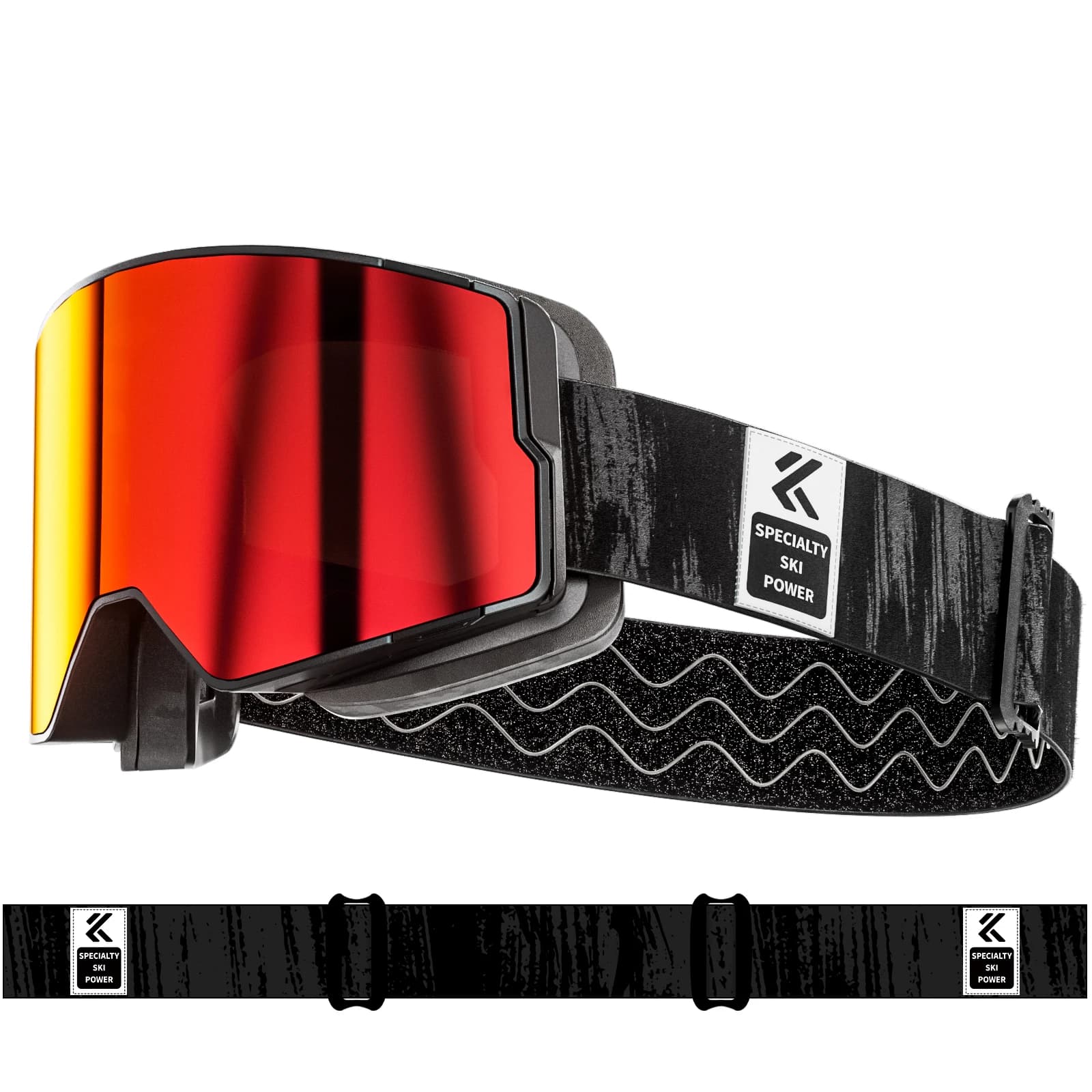 Kapvoe Occhiali da sci Snowboard Uomo Donna Occhiali da neve magnetici OTG Anti-appannamento Protezione UV400 Nuovo design Occhiali invernali Antivento
