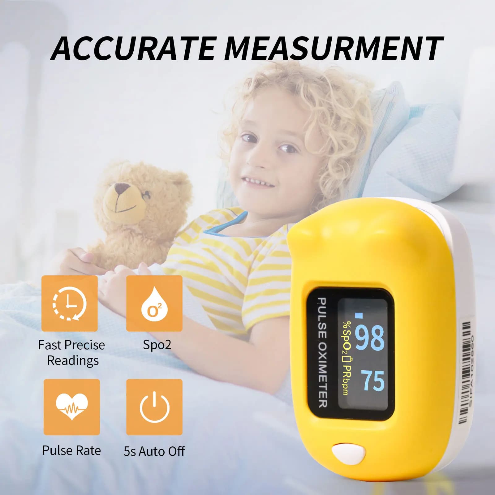 Contec CMS50Q1 Ossimetro Pediatrico per Neonati e Bambini, Monitor di Frequenza Cardiaca e Ossigeno nel Sangue SPO2, per Uso Domestico
