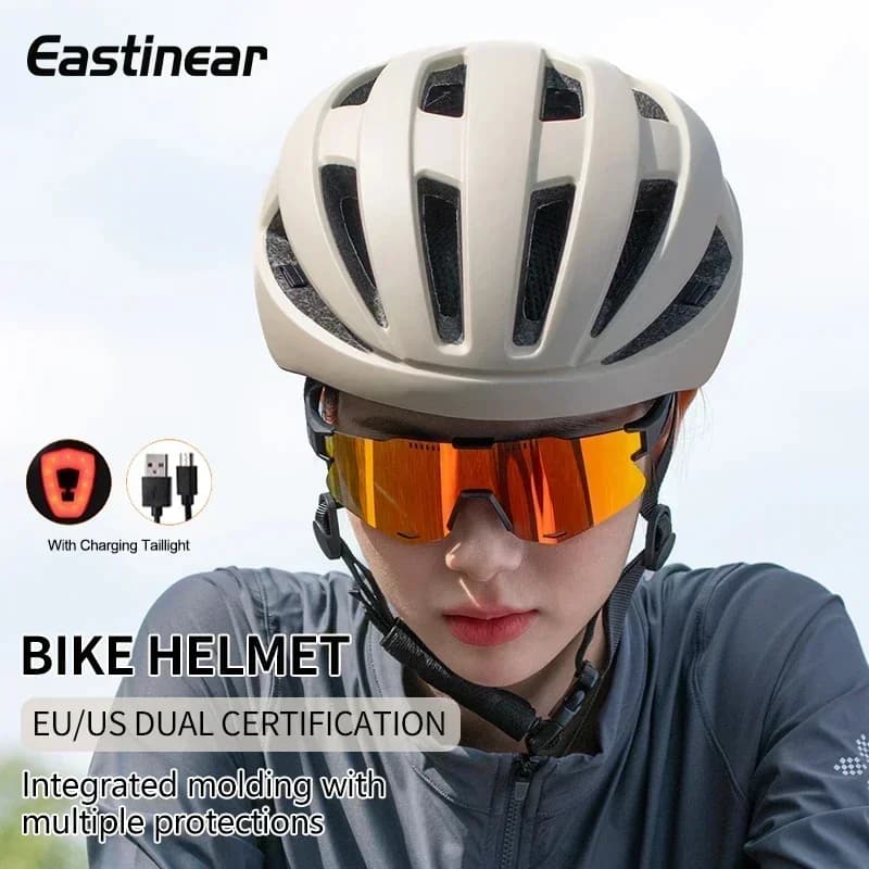 Bicycle Helmet Integrated with LED Light Rear, Breathable and Lightweight, for Men and Women, Safety Helmet for Cycling on Road for Adults