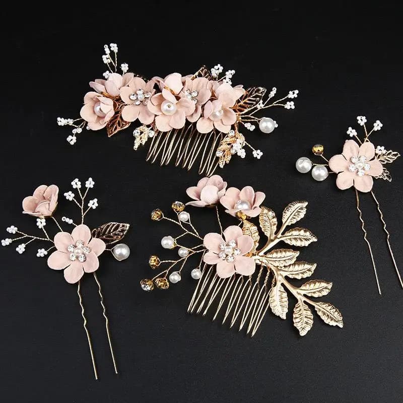 Pettini per capelli con strass perlati da donna, fermagli per capelli con forcina per fiori da sposa, fascia per capelli da principessa, corona, gioielli da sposa, accessori per capelli