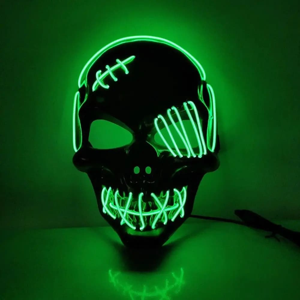 Maschera Gotica di Halloween a Forma di Teschio Luminosa, Maschera Integrale in PP con Luce Fredda, Copricapo, Maschera per Occhi, Accessori per Costumi e Spettacoli