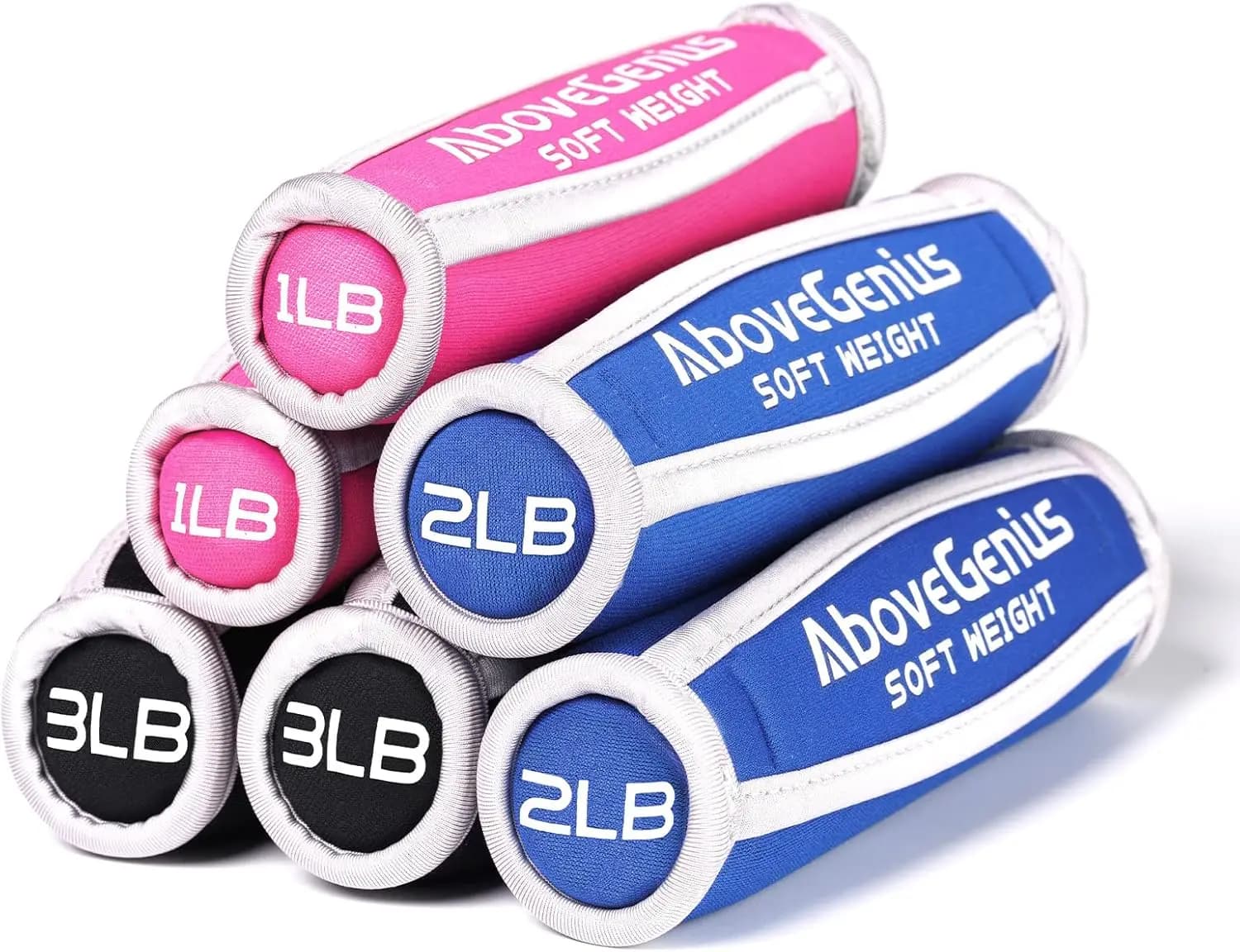 Soft dumbbell set for women and men, 6 pieces with wrist straps, weights of 1-3 pounds for training at home, running, yoga