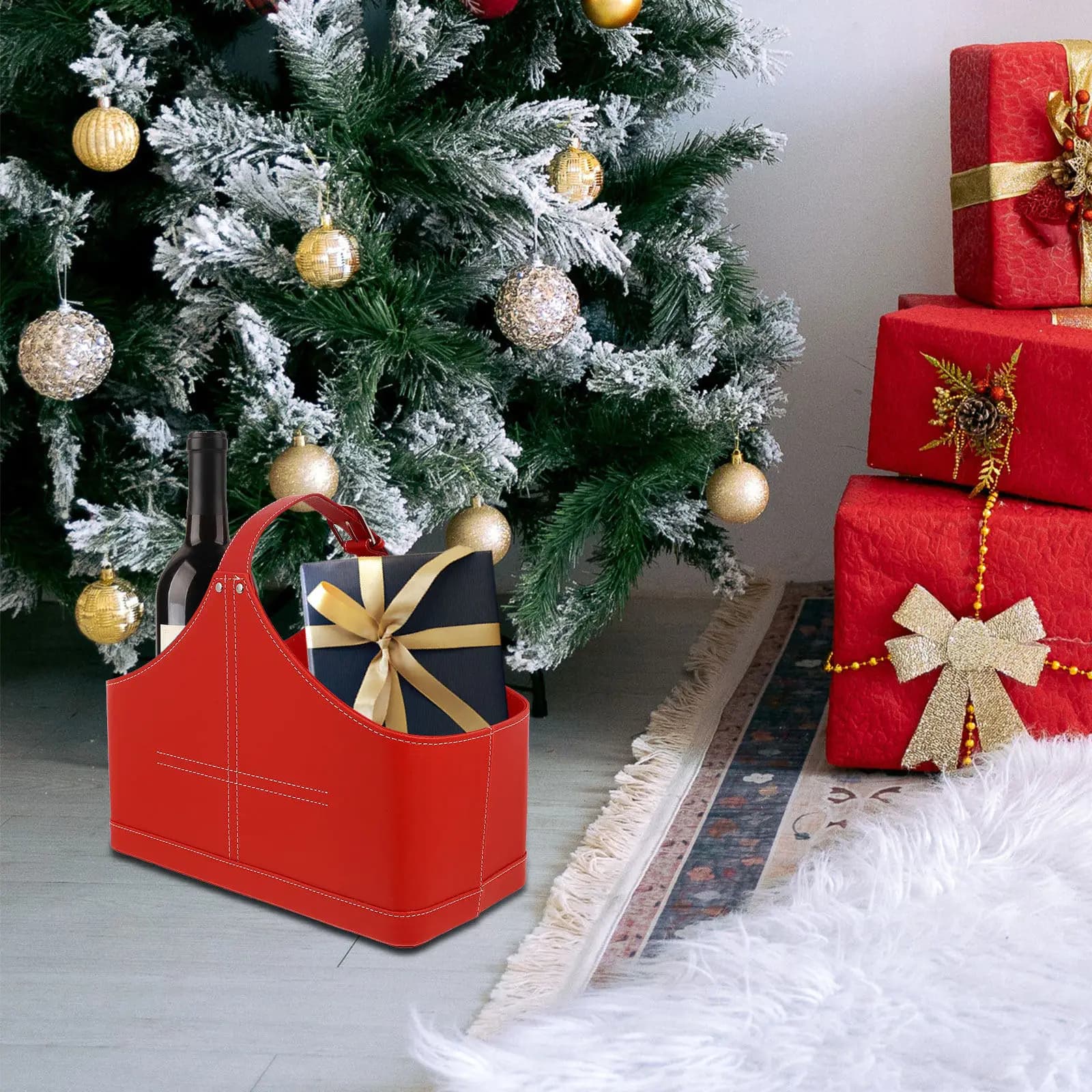 1 Pezzo Sacchetto Regalo Natalizio Riutilizzabile, Elegante Cesto Porta Regali per Presenti Festivi, Decorazione per Feste, Borsa per Confezioni