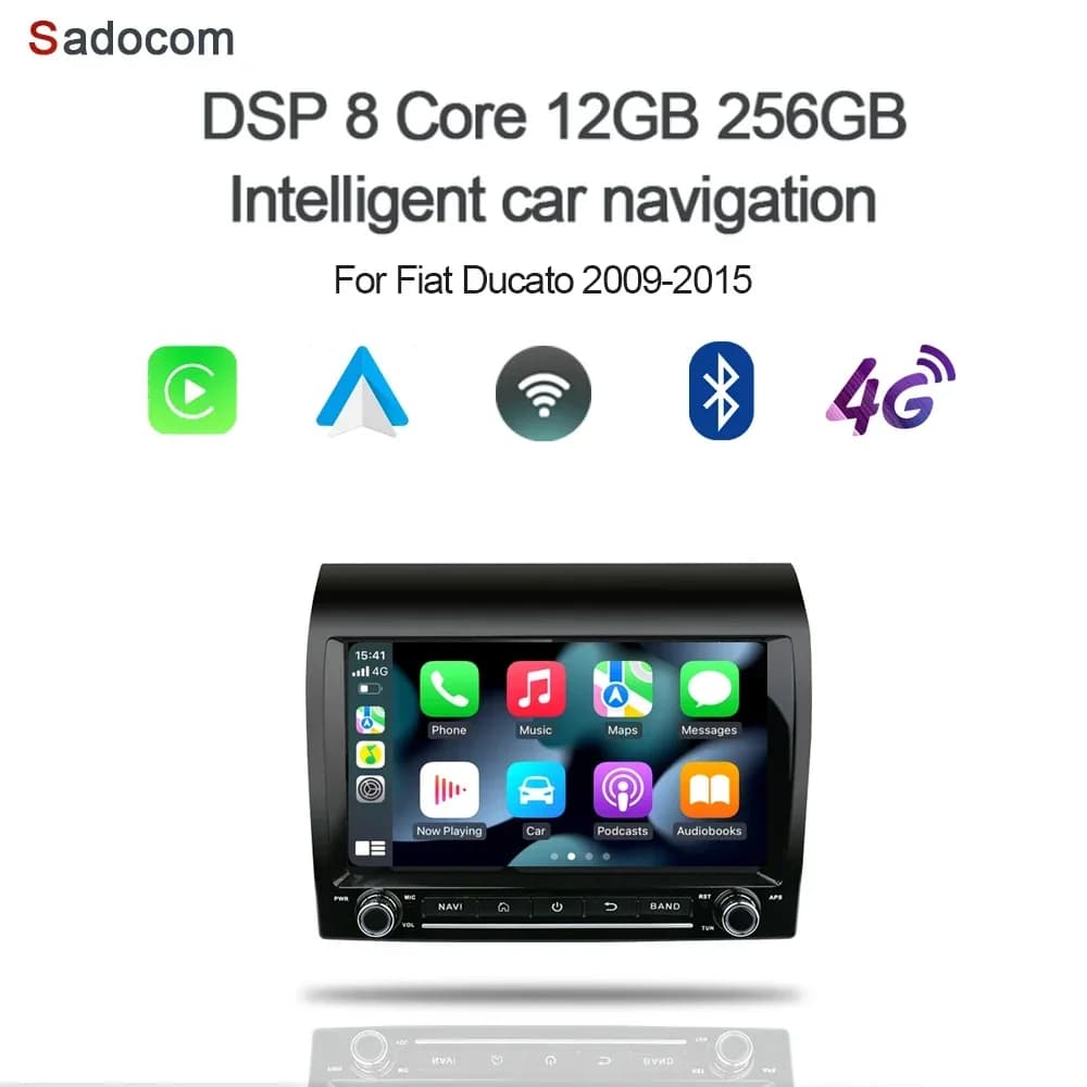 8 "Carplay DSP 4G Android 14 Multimediale 8G 256GB Lettore DVD per auto GPS stereo navigazione autoradio Per Fiat Ducato 2009-2015 2 din