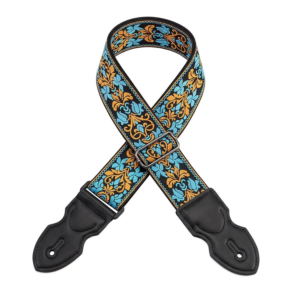 Adjustable Guitar Straps Embroidered Print Ethnic Style Guitar Strap For Folk Electric Guitar Bass Ukulele Guitar Straps