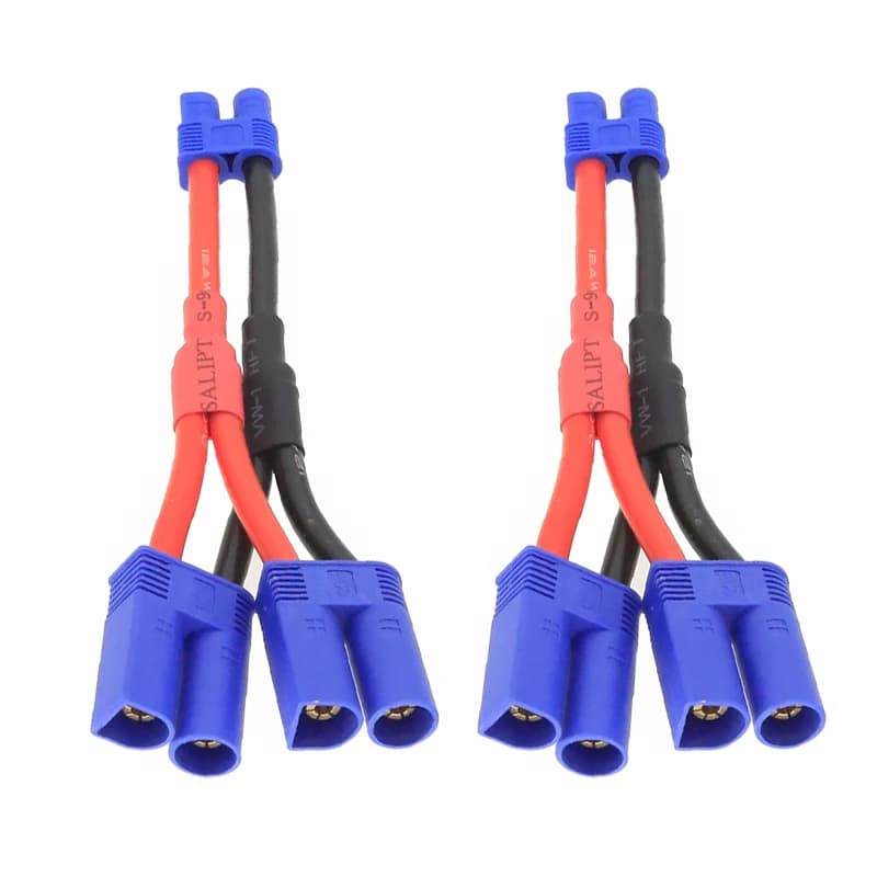 1/2 pieces 2 plug male EC5 to 1 connector female EC3 charging cable parallel 12awg 10 cm for motor charger RC ESC
