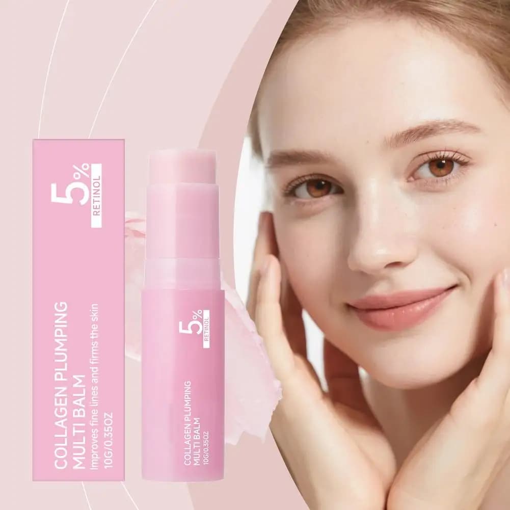 Balsamo Multiuso Rimpolpante al Collagene con 5% Retinolo, Idratante, Riduce le Rughe Sottili, Illumina, Idrata, Dona una Pelle Radiosa, Finitura Luminosa, Cosmetici