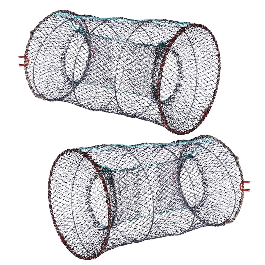 2 Pezzi Gabbia da Pesca Pieghevole, Rete in Nylon 17x10 Pollici, Trappola per Granchi, Gamberetti, Gamberi di Fiume e Pesciolini
