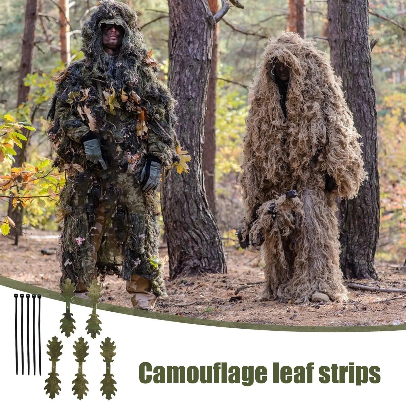 Strisce di foglie mimetiche per casco Strisce mimetiche per nascondere in 5 pezzi per la decorazione del cappello da caccia con 5 fascette per la caccia