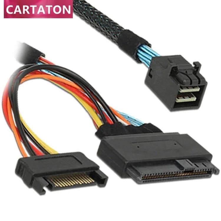 Internal 12G Mini SAS nvme SFF-8643 to SFF-8639 Cables with 15Pin SATA Power for U.2 SSD