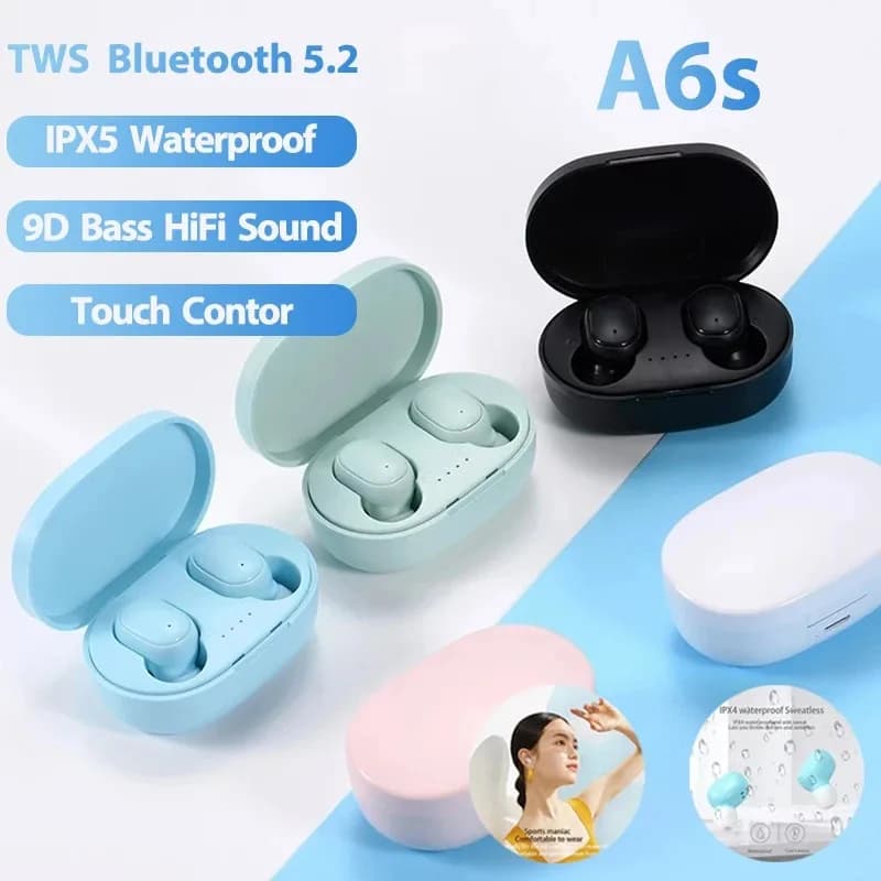 A6S TWS Headset Wireless Bluetooth Sports Headphones Stereo Bluetooth Headphones for Xiaomi Huawei