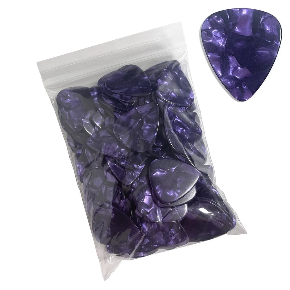 Lotti di 100 plettri per chitarra in celluloide ultra pesanti da 1,5 mm viola perla Plectra standard